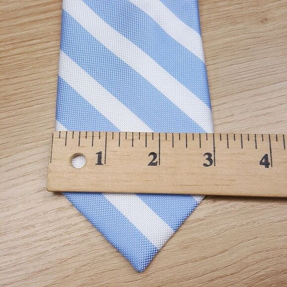 CLUB ROOM Mens Neck Tie Light Blue White Diagonal Stripe Preppy Business Dress - Picture 4 of 6